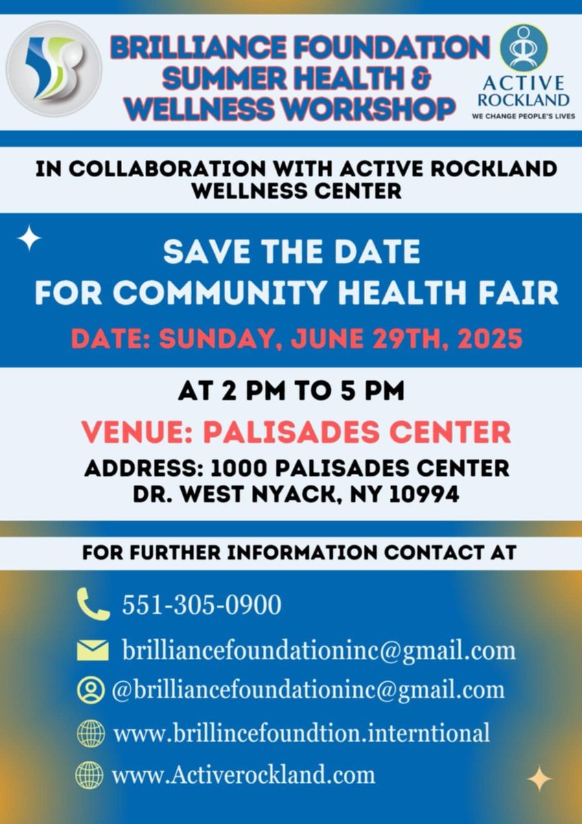 Spring Valley is co-hosting a Community Health Fair on Sunday, June 29 at the Palisades Center in West Nyack