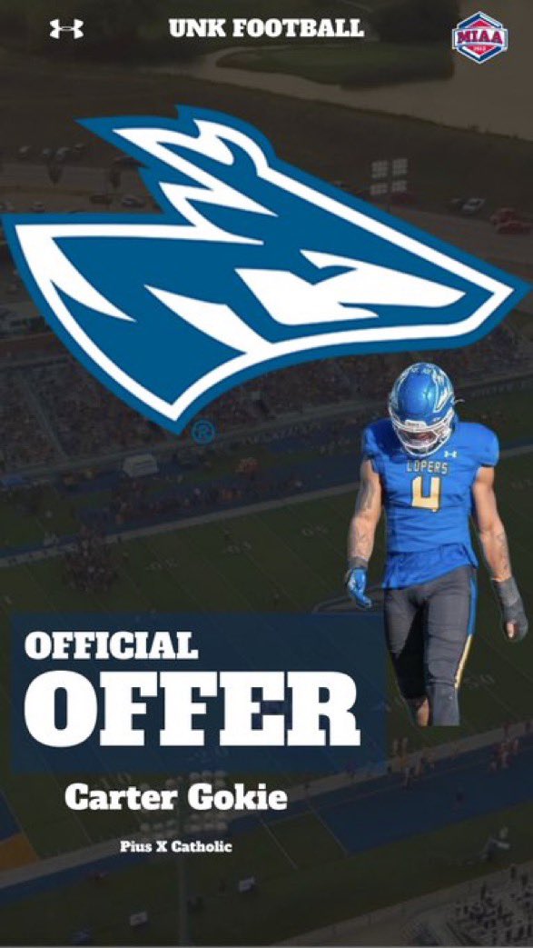 Carter Gokie (@carter_gokie) on Twitter photo After a great camp with <a href="/UNK_Football/">UNK Football</a> and conversation with <a href="/_CoachDelk/">Jake Mandelko</a> I’m blessed to receive an offer from UNK!
<a href="/CoachRHeld/">Ryan Held</a> <a href="/CoachCLed/">Courtney Ledyard</a> After a great camp with <a href="/UNK_Football/">UNK Football</a> and conversation with <a href="/_CoachDelk/">Jake Mandelko</a> I’m blessed to receive an offer from UNK!
<a href="/CoachRHeld/">Ryan Held</a> <a href="/CoachCLed/">Courtney Ledyard</a>