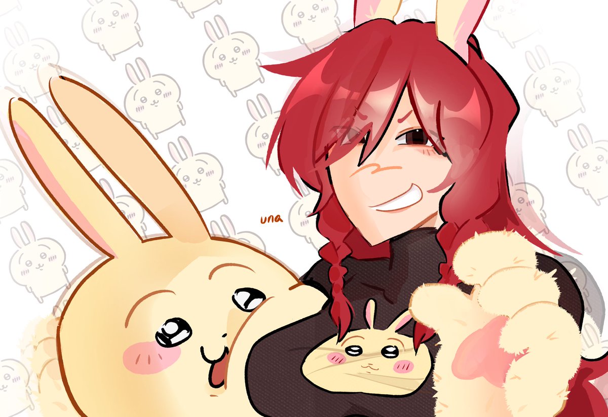 Imagine Usagi and her having dinner together #Erza #Usagi 
#FT100YQ #FairyTail #chiikawa