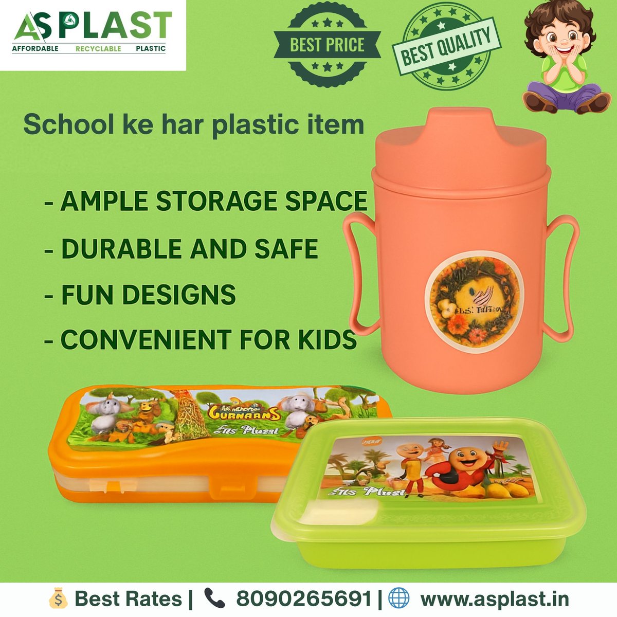 asplastindia's tweet image. ✨ Bacchon ko pasand aayenge hamare funky &amp;amp; colourful school plastic products!

📦 Available in Bulk for Distributors &amp;amp; Retailers
💰 Factory Rate Guarantee

📞 Call Karein: 8090265691
🌐 Website Visit Karein: asplast.in

#PlasticForKids #WholesalePlastic #ASPlast
