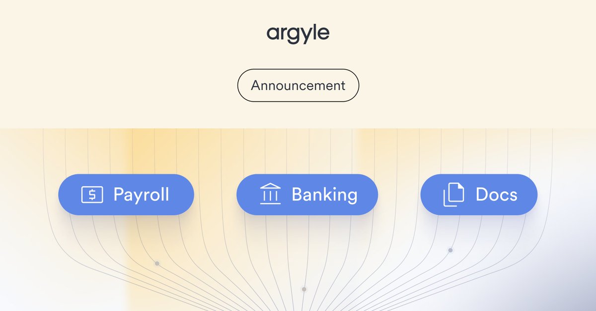Argyle now delivers all the data you need, including banking.

🔹 Increase conversion with real-time, accurate data
🔹 Reduce friction in the borrower experience
🔹 Lower costs by consolidating tools

🔗 : hubs.la/Q03sykTG0