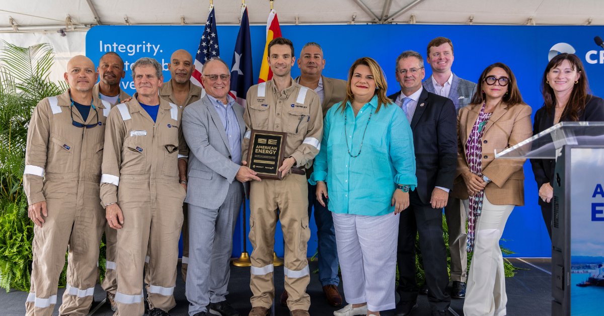 CrowleyMaritime's tweet image. This week, we were joined by Puerto Rico Governor Jenniffer González-Colón and our partners at @Naturgy to mark a major milestone - the operation of the American Energy, the first U.S.-flagged LNG carrier delivering American-sourced LNG to Puerto Rico.
crow.ly/44eM37C