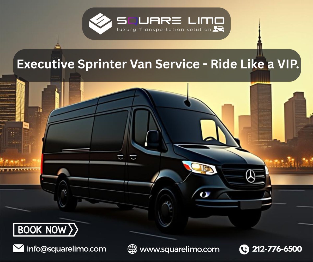 SquareLimo's tweet image. SquareLimo’s luxury Sprinter Vans are built for comfort, space, and VIP-level style — without sacrificing professionalism.
📷 Call now to reserve: 212-776-6500