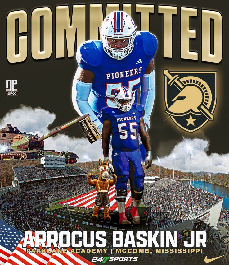 Parklane Academy Athletics (@parklane_sports) on Twitter photo Congratulations to Sr OL <a href="/Arrocus_55/">Arrocus “Roc” Baskin Jr.</a> on his commitment to <a href="/ArmyWP_Football/">Army Football</a>! Proud of you Roc!!!!
<a href="/Parklane_Sports/">Parklane Academy Athletics</a>
<a href="/ParkPioneerFB/">Parklane Pioneer Football</a>
<a href="/PioneerRecruits/">PioneerFBRecruits</a> Congratulations to Sr OL <a href="/Arrocus_55/">Arrocus “Roc” Baskin Jr.</a> on his commitment to <a href="/ArmyWP_Football/">Army Football</a>! Proud of you Roc!!!!
<a href="/Parklane_Sports/">Parklane Academy Athletics</a>
<a href="/ParkPioneerFB/">Parklane Pioneer Football</a>
<a href="/PioneerRecruits/">PioneerFBRecruits</a>
