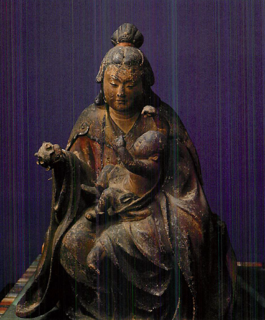 日本滋贺县园城寺（三井寺）。叶利亭母像（镰仓时期），高 43 厘米，桧木材质。由整块木材制成。色彩鲜艳，采用切金，栩栩如生。
她身着汉服，怀抱婴儿，守护佛教。她原本是一个抓取并吃掉婴儿的魔女，因婴儿被藏匿而心碎，后被释迦牟尼佛化，成为佛教的守护神。