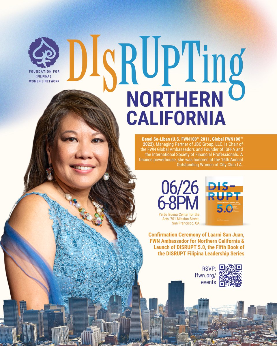 Global finance force. Founder of movements. Chair of Ambassadors spanning continents. Benel Se Liban (U.S. FWN100™ 2011, Global FWN100™ 2022) is back in San Francisco to mobilize. 

On June 26, join us at DISRUPTing Northern California for an evening where voices challenge