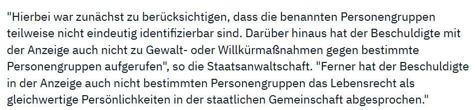 sabi_ri's tweet photo. Update on this one @IlkoKowalczuk : die StA in Sachsen hat eingestellt.
Begründung lt. N-TV im Screen.

Ist §130 (2) Nr. 1c der StA Dresden unbekannt @MPKretschmer @SMIsachsen ???
#FailedStateSachsen #LOstdeutschland 
cc @JKasek https://t.co/fH34S9BssL