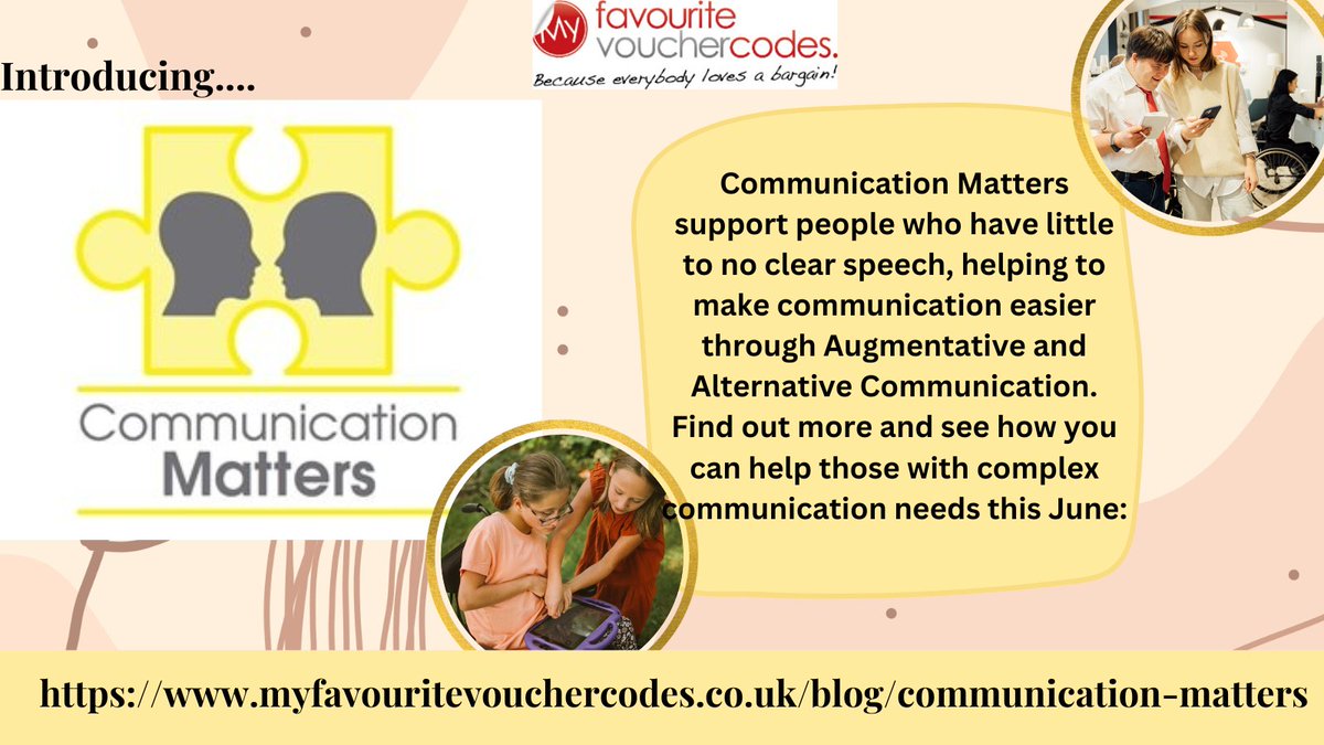 Introducing <a href="/Comm_Matters/">Communication Matters</a> !
The incredible charity that helps people who have little
to clear speech, helping to make communication accessible for all. Find out more and see how your vote
can help change lives today:
myfavouritevouchercodes.co.uk/blog/communica…