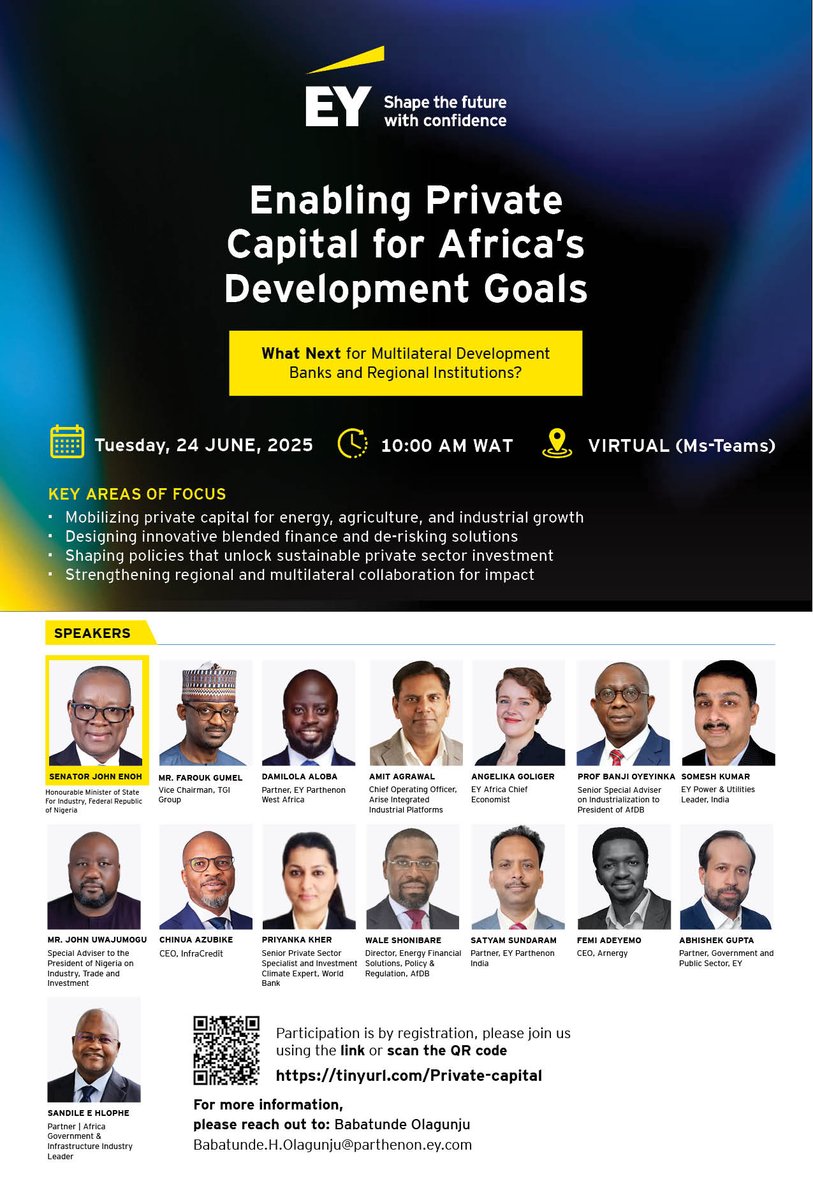 As Africa navigates infrastructure build and economic development opportunities in a time where global and regional capital seeks growth opportunities; there is a convergence opportunity to shape a future that accelerates this convergence.

Join the EY Africa virtual roundtable.