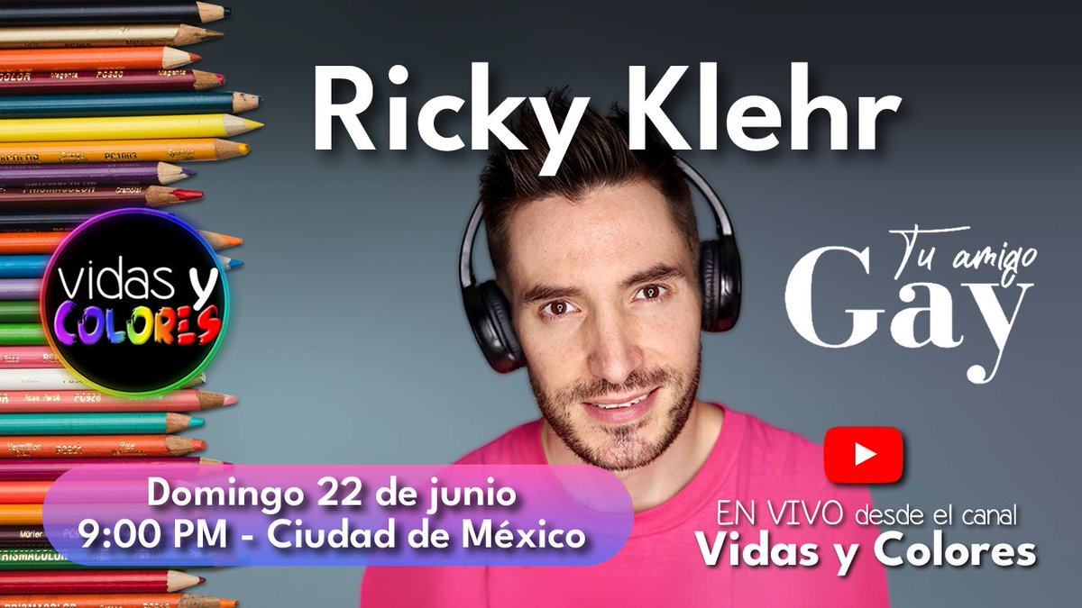 <a href="/vidasycolores/">Vidas y Colores</a> con <a href="/sergiordmx/">Sergio Rodríguez</a> y <a href="/ROOYTREJO3/">Rodrigo Trejo</a> presentan:

<a href="/RickyKlehr/">Ricky Klehr</a>

DOM 22 JUN
9 PM MX | UTC-6

youtube.com/live/zDOTl9fpB…

#vidasycolores #sergiordmx #entrevista #musica #cantante #creadordecontenido #podcaster #gay #pride

cc <a href="/papapandatv/">Papá Panda TV</a> <a href="/teatroculturamx/">Teatro y Cultura CDMX</a> <a href="/seropodcast/">SERO podcast</a>