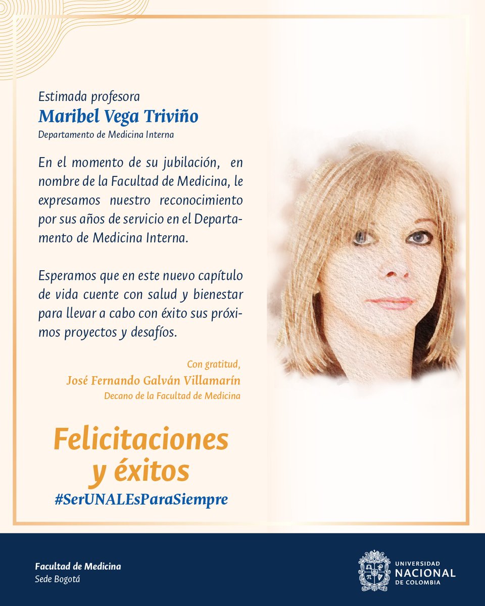 La profesora Maribel Vega cierra un ciclo en su vida con su jubilación como docente de nuestra Facultad. Le agradecemos su dedicación y entrega a nuestras aulas y le deseamos el mayor éxito en los nuevos proyectos de su vida.

¡Esta siempre será su casa!  🏘
#SerUnalEsParaSiempre