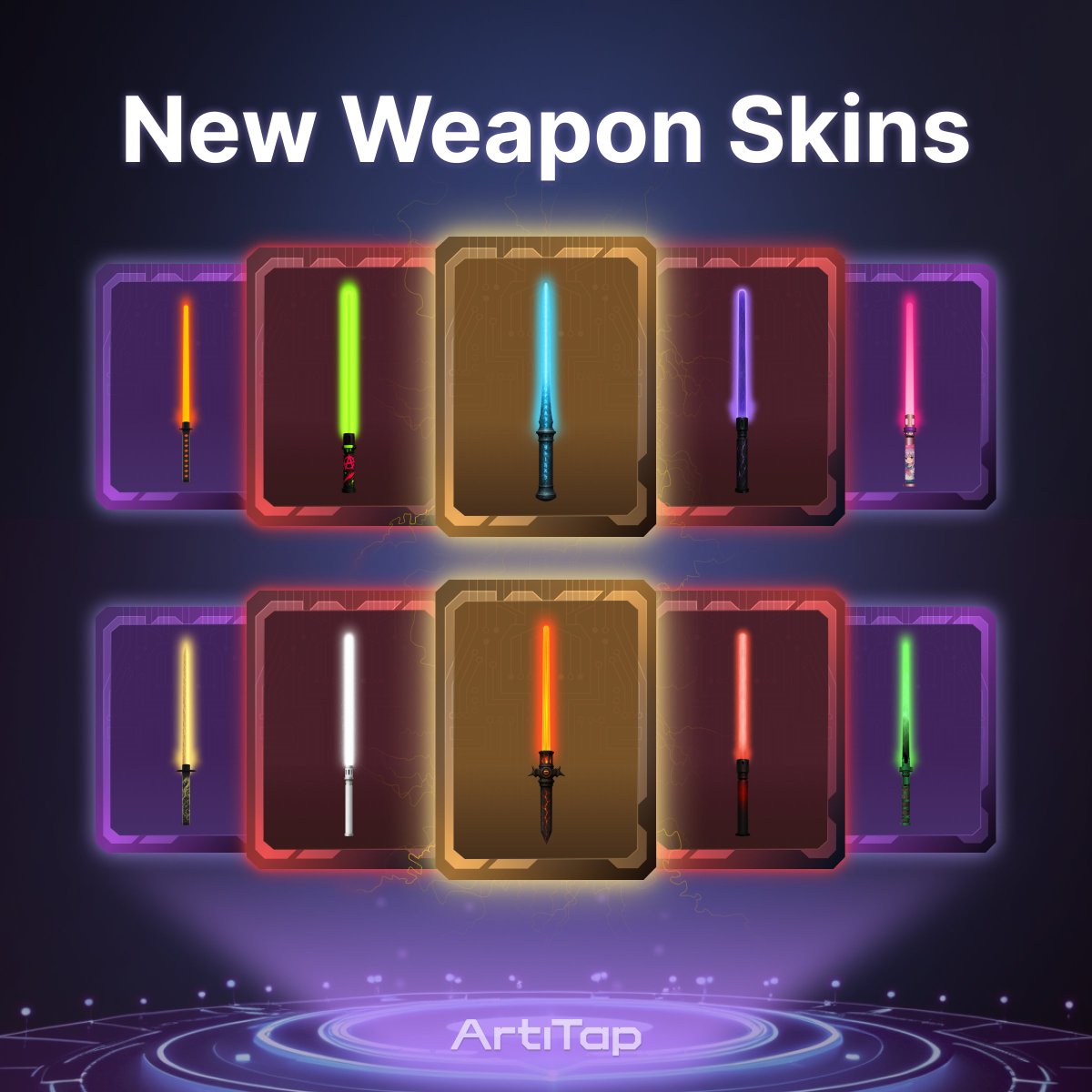 🪧  Patch 2.21.0 is live! 

• New weapon skins added 🎁🗡— now available in-game.
• Reworked stats of all Rare weapon skins.
• Fixed and balanced the stats of all energy cores.
