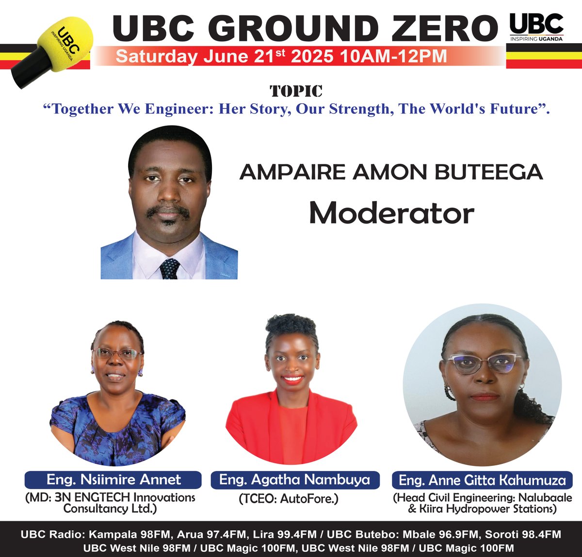 UBC Ground Zero – Celebrating Women in Engineering! 
Join us this Saturday, June 21st, 2025 | 10AM–12PM on UBC Radio as we celebrate International Women in Engineering Day under the theme:
💬 “Together We Engineer: Her Story, Our Strength, The World's.