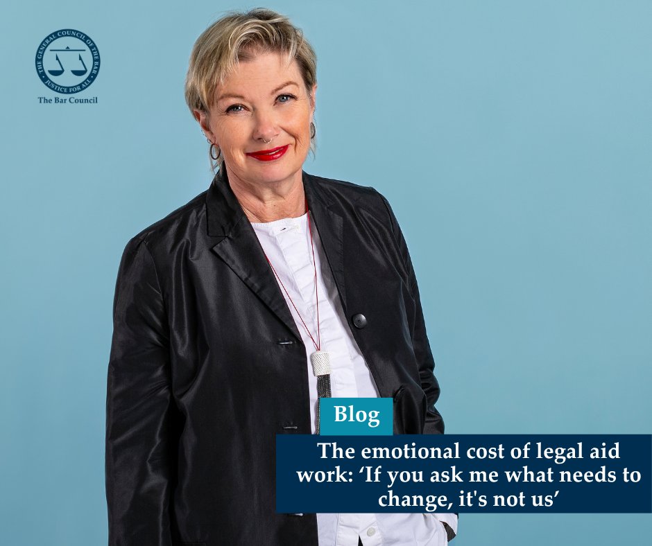 The Bar Council (@thebarcouncil) on Twitter photo Barrister Jo Delahunty KC says legal aid lawyers are like the 'legal emergency rescue team'.
But at what cost?
Read her thoughts about how the underfunded system has impacted the wellbeing of those who work within it and what needs to change.
barcouncil.org.uk/resource/the-e…
<a href="/JoDQC/">Prof Jo Delahunty KC</a> Barrister Jo Delahunty KC says legal aid lawyers are like the 'legal emergency rescue team'.
But at what cost?
Read her thoughts about how the underfunded system has impacted the wellbeing of those who work within it and what needs to change.
barcouncil.org.uk/resource/the-e…
<a href="/JoDQC/">Prof Jo Delahunty KC</a>