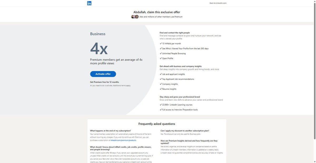 🚀 عرض خاص لفترة محدودة على LinkedIn Premium!

لكل الباحثين عن التميز والتواصل الاحترافي على لينكدإن، أقدم لكم اشتراك LinkedIn Premium لمدة 12 شهر بسعر استثنائي 275 ريال فقط (73 دولار) بدلاً من السعر الأصلي 2159 ريال (575 دولار).

✔️ التفعيل سريع وآمن
✔️ لا حاجة لمشاركة بيانات