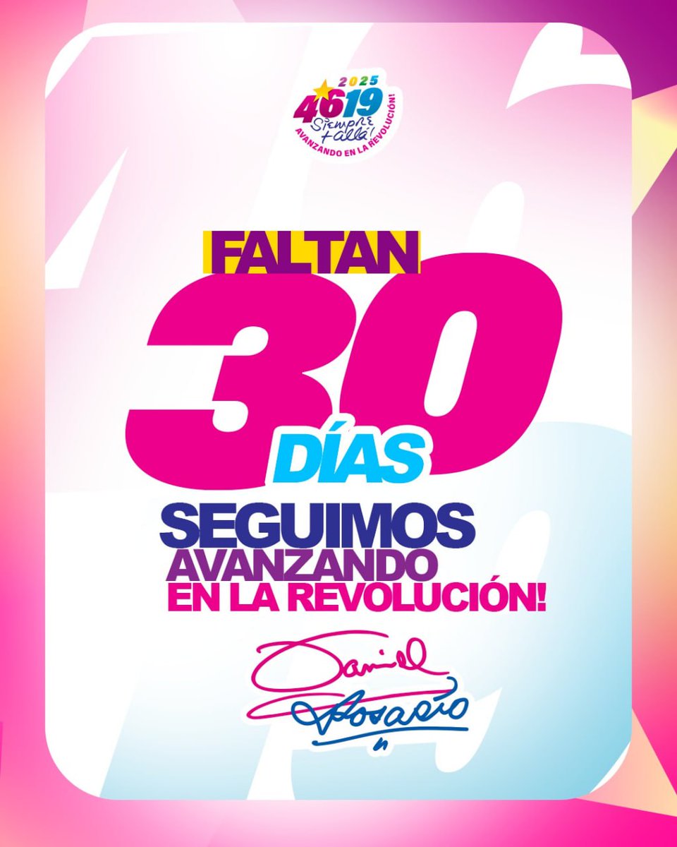 César López González (@csarlogon2504) on Twitter photo 💥🔴⚫️ SOLO FALTAN 30 DÍAS PARA EL 45/19
SEGUIMOS AVANZANDO EN LA REVOLUCIÓN
<a href="/CarlosEmilioDH/">Carlos Emilio Lopez</a>
<a href="/RDRFSLN_/">RDRFSLN_🇳🇮❤🖤</a>
<a href="/Martha_Elena16/">🅼🅰🆁🆃🅸🅽🅰 ♥🖤 🐲 🇳🇮</a>
#UnidosEnVictorias #4519SiempreMásAllá 💥🔴⚫️ SOLO FALTAN 30 DÍAS PARA EL 45/19
SEGUIMOS AVANZANDO EN LA REVOLUCIÓN
<a href="/CarlosEmilioDH/">Carlos Emilio Lopez</a>
<a href="/RDRFSLN_/">RDRFSLN_🇳🇮❤🖤</a>
<a href="/Martha_Elena16/">🅼🅰🆁🆃🅸🅽🅰 ♥🖤 🐲 🇳🇮</a>
#UnidosEnVictorias #4519SiempreMásAllá