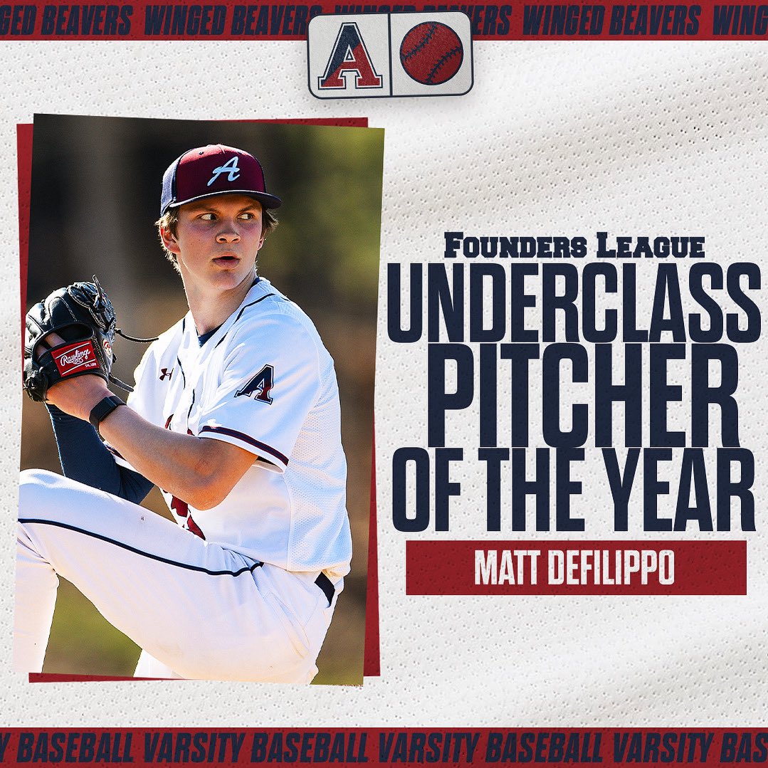 AOF_Baseball (@aofbaseball) on Twitter photo Congrats to <a href="/MattDeFilippo/">Matt DeFilippo</a> on being named the Founders League Underclass Pitcher of the Year! Congrats to <a href="/MattDeFilippo/">Matt DeFilippo</a> on being named the Founders League Underclass Pitcher of the Year!
