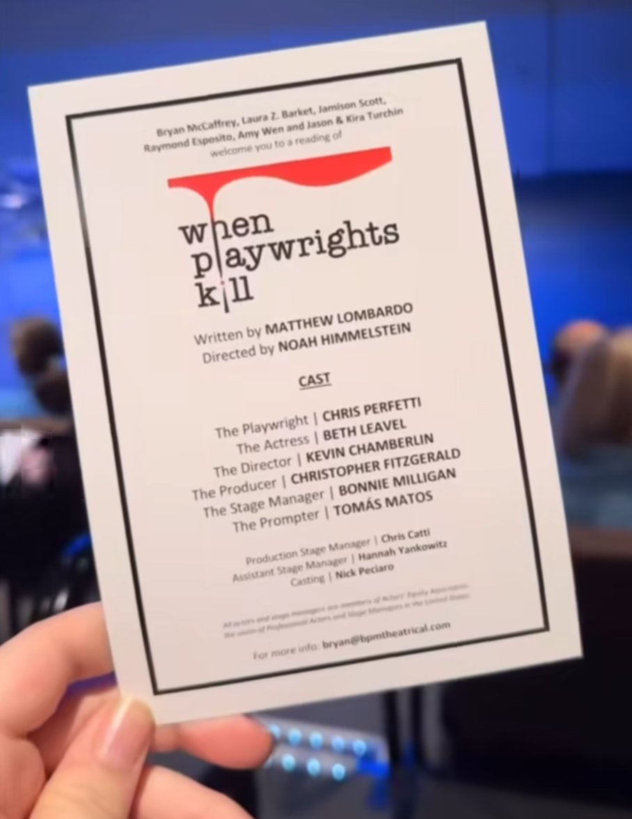 bts pic from the reading of "when playwrights kill", starring beth, bonnie milligan, chris perfetti and more! ✨🤩

📸 tomas matos on ig