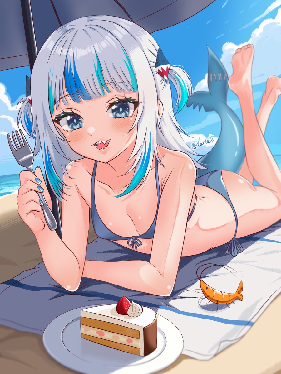 がうるぐら 「Happy birthday Gura! Hope you're having 」|Varleittのイラスト