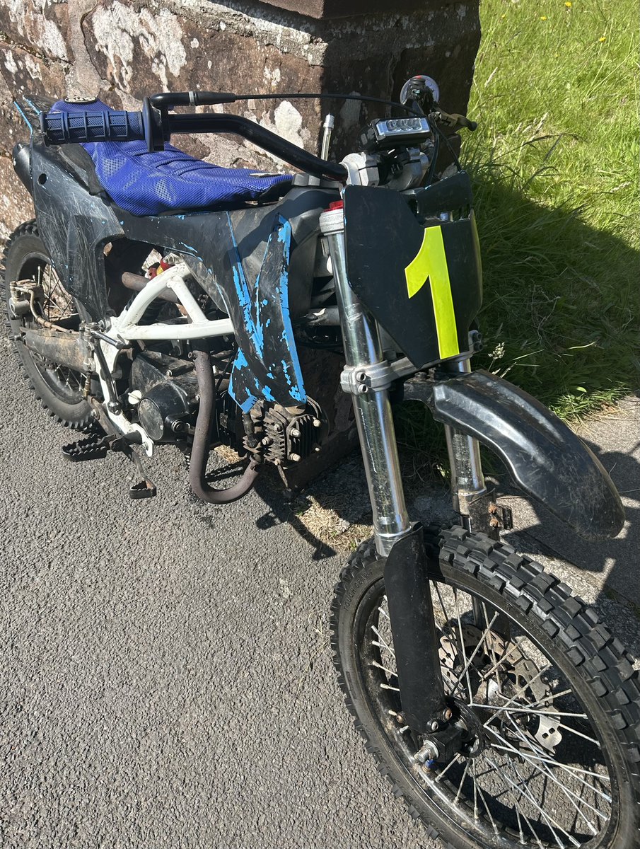 #Dumfries Community Officers were on foot patrol today when they observed this motorbike being used  on a road by a 15 year old. Unfortunately for him his bike let him down &amp; our officers were able to catch up. The bike was seized &amp; he will be replaced for a number of offences.
