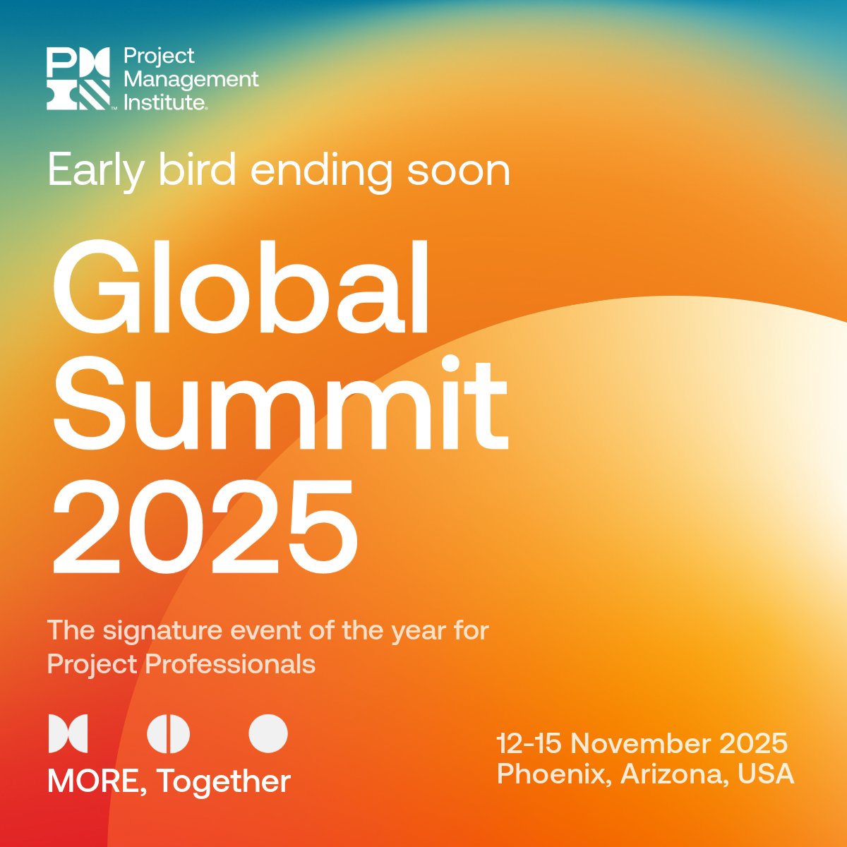 The vibes? Immaculate.
The insights? Game-changing.
The early bird rate? Almost gone.

Register through 30 June for #PMIGlobalSummit before prices increase: bit.ly/3HcNbkd