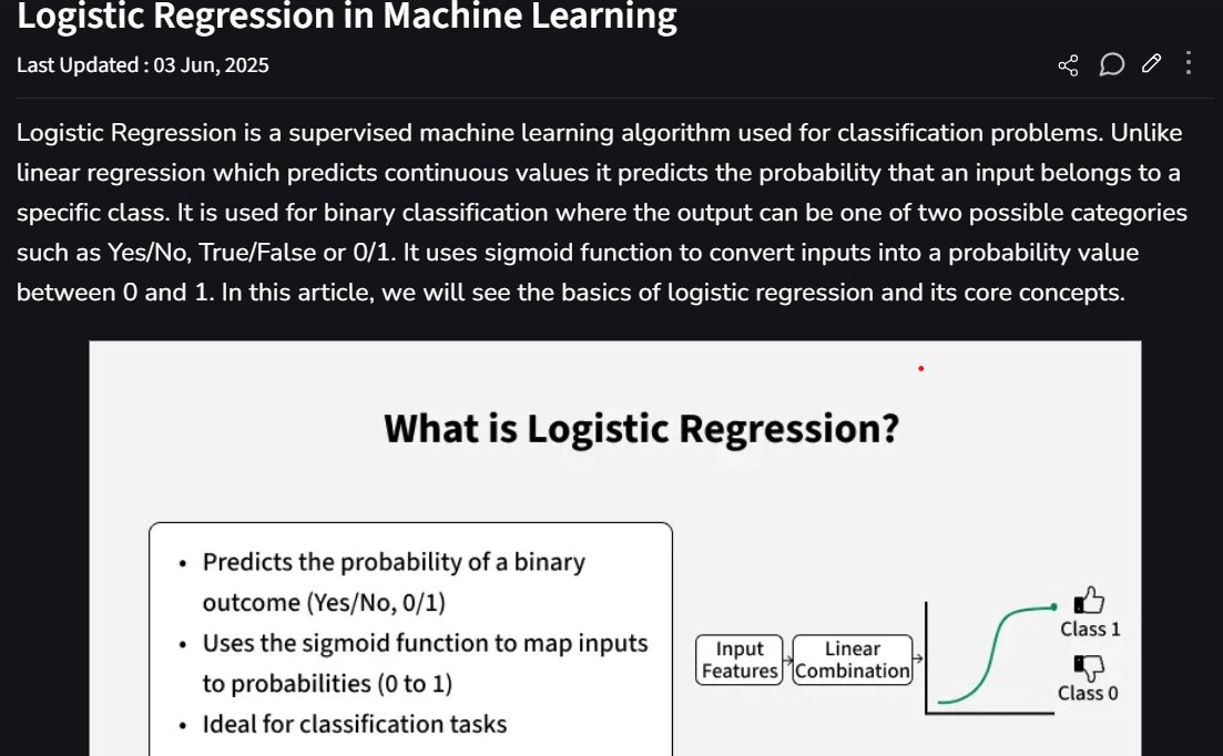 Thapa59063N's tweet image. #LSPPDay20 Today I learned about #LogisticRegression in #MachineLearning
Predicts probabilities for classification (Yes/No, 0/1)
Types: Binomial, Multinomial, Ordinal @lftechnology
#60DaysOfLearning2025 #LearningWithLeapfrog