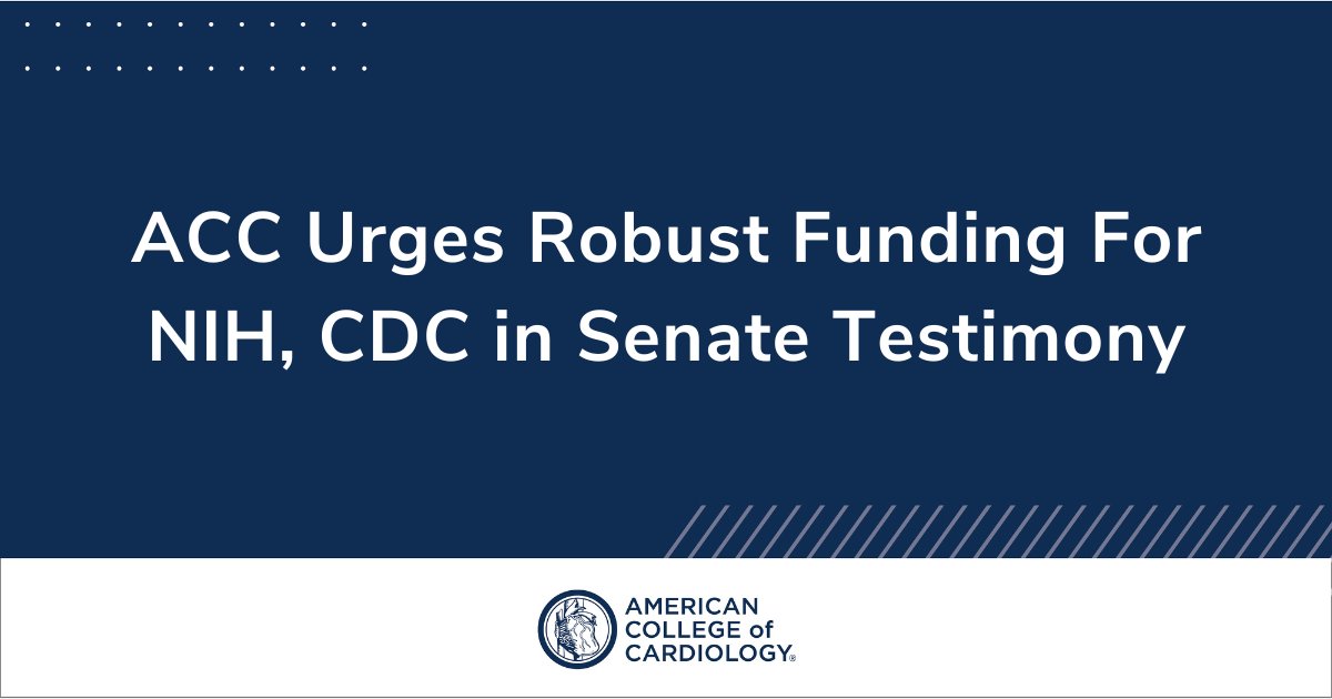 #ICYMI: #ACCAdvocacy submitted testimony to the Senate emphasizing the critical role of the NIH and CDC in supporting cardiovascular research &amp; patient care. 

Read here🔎 bit.ly/3ZBfGP2
