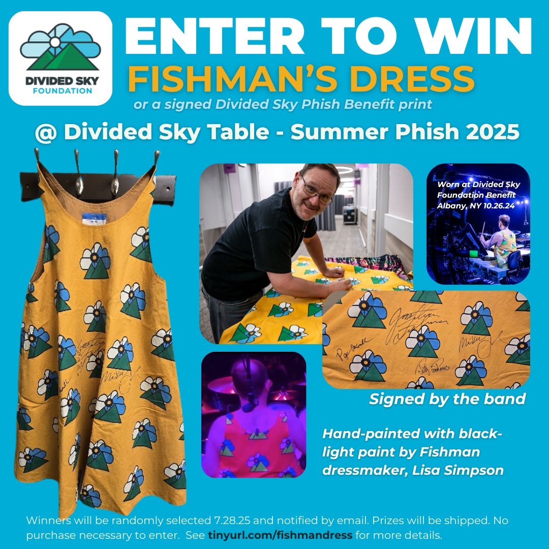 Own a Piece of Phish History—And Help Change Lives! This summer, enter to to win the third Fishman dress ever released—and it directly supports recovery. 🌀Come to the Divided Sky table at summer tour (now through 7/27 to enter and learn how your support is transforming lives.