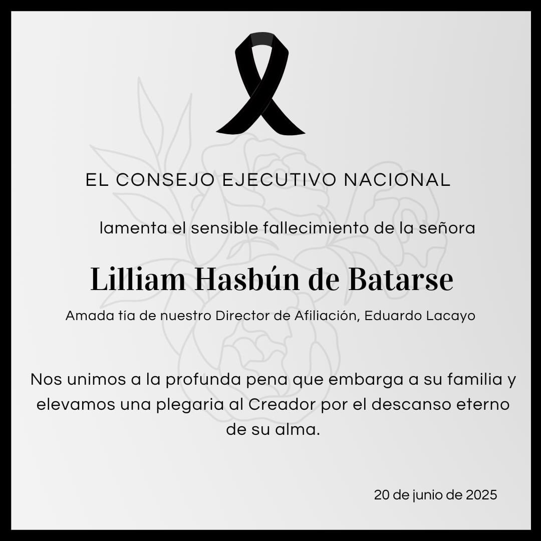 Carlos García Saade (@cpgsaade) on Twitter photo En nombre del COENA y de todos los miembros del partido ARENA, externamos nuestras más sinceras condolencias a nuestro hermano y amigo <a href="/EduardoBatarse/">Eduardo Lacayo</a> , a su familia y amigos y nos unimos al luto que les embarga. En nombre del COENA y de todos los miembros del partido ARENA, externamos nuestras más sinceras condolencias a nuestro hermano y amigo <a href="/EduardoBatarse/">Eduardo Lacayo</a> , a su familia y amigos y nos unimos al luto que les embarga.