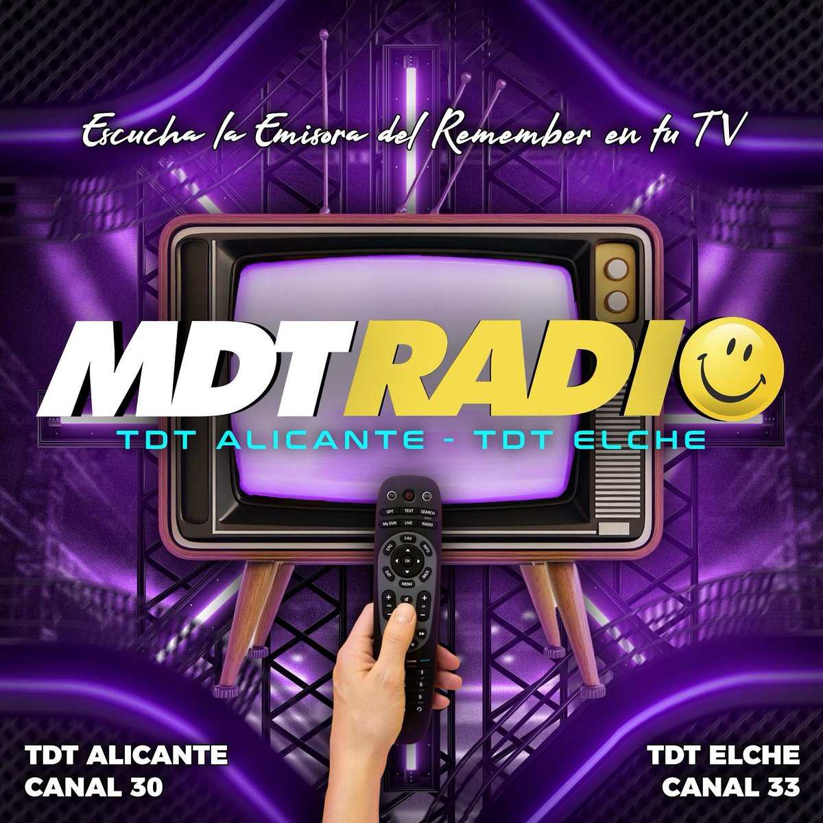 ✅ ¡Novedad! 🤩 Alicante Capital y Elche 📻

Desde ya <a href="/mdtradio/">MDT RADIO</a> también a través de la TDT en vuestros Televisores 📺 para vuestra recepción, ahora nos puedes escuchar 🔊 en tu televisor en Alicante en el Canal 30 y Elche en el Canal 33.

#MDTAlicanteTDT y #MDTElcheTDT