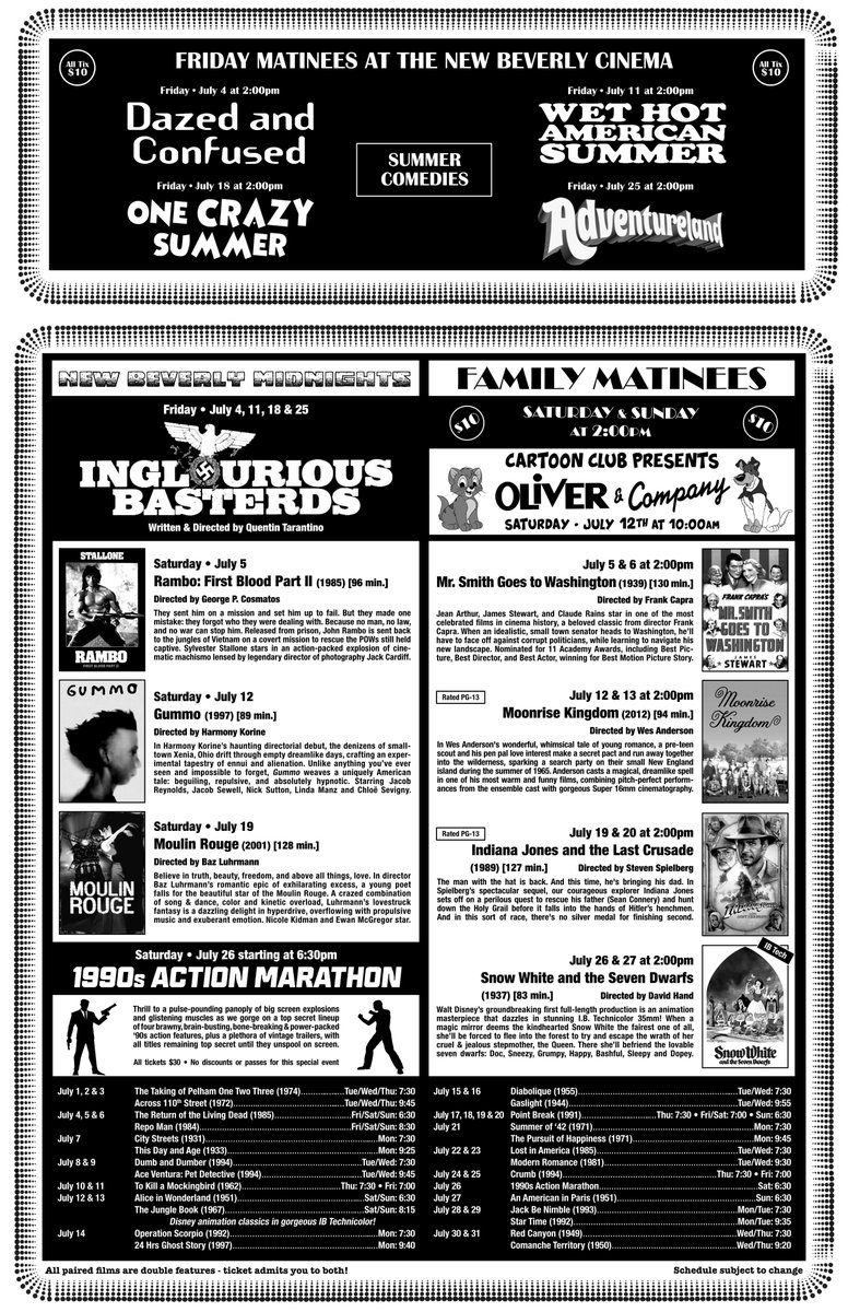 This July the New Bev presents George Sherman western rarities, debuts new 35mm prints of two arthouse horror gems, spotlights Disney animation in I.B. Technicolor, plus timeless classics, cult faves, midnights, matinees &amp; more! Let us know what you’re most excited to see!