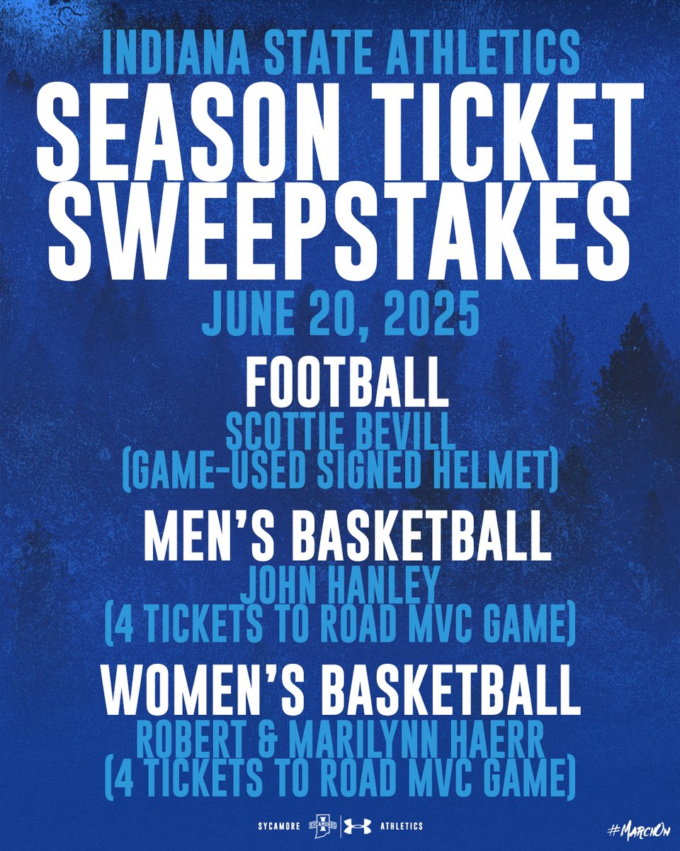 Indiana State Athletics (@indstathletics) on Twitter photo We have our next <a href="/IndStFB/">Indiana State Football</a>, <a href="/IndStBasketball/">Indiana State Basketball</a>, and <a href="/IndStWBB/">Indiana State Women's Basketball</a> season ticket holder sweepstakes winners!
Congrats to all our winners this week as we announce our weekly winners every Friday at 3 p.m.
tinyurl.com/2f9r672m
#MarchOn We have our next <a href="/IndStFB/">Indiana State Football</a>, <a href="/IndStBasketball/">Indiana State Basketball</a>, and <a href="/IndStWBB/">Indiana State Women's Basketball</a> season ticket holder sweepstakes winners!
Congrats to all our winners this week as we announce our weekly winners every Friday at 3 p.m.
tinyurl.com/2f9r672m
#MarchOn