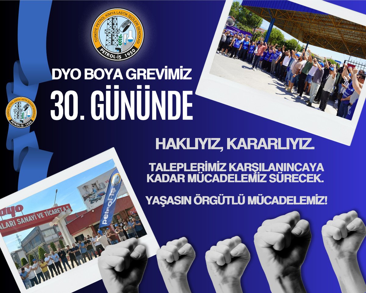 petrolis_merkez's tweet photo. DYO İşçisi Güvenceli Bir Gelecek ve Adil Bir Yaşam İçin 
1 Aydır Grevde. 
Taleplerimizin Karşılanması ve Toplu Sözleşmenin İmzalanması İçin Mücadelemiz Sürüyor. 
Yan Yana Geldiğimizde, Omuz Omuza Durduğumuzda Daha Güçlüyüz! 
Yaşasın Sınıf Dayanışması, Yaşasın Örgütlü Mücadelemiz!

 #dyoişçisikazanacak