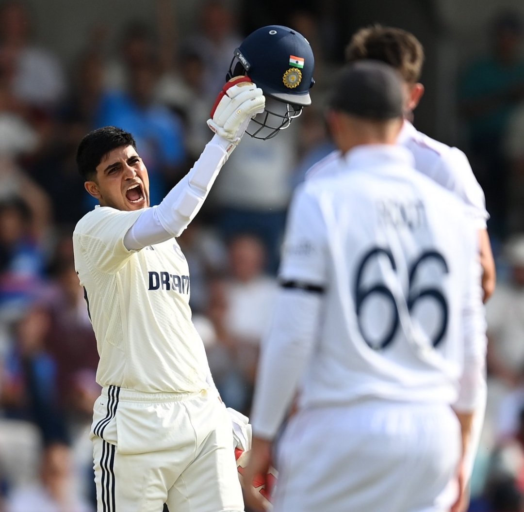 Another century in whites — No. 6️⃣ for Shubman Gill! 🙌 💯

✅ 1st Test 💯 as Indian captain!
✅ 1st Test 💯 on English soil!
✅ 1st Test 💯 at position No.4!
✅ 2nd Test 💯 away from home!
✅ 3rd Test 💯 against England!

#ShubmanGill | #INDvsENG 

📸: Getty 🙏