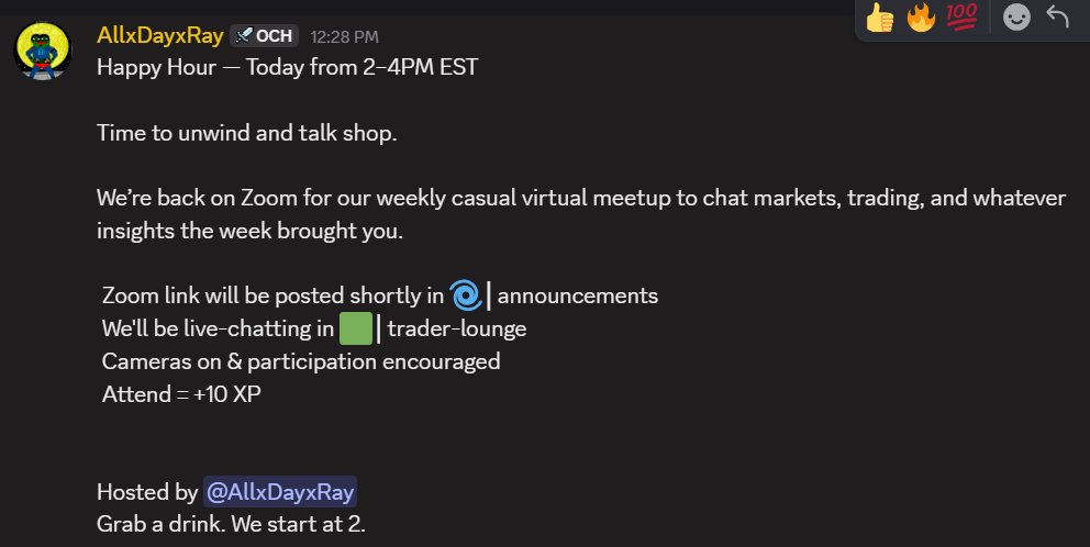 👉 Our Highly Popular TradingSyndicate.org trading room **Friday Happy Hour on Zoom** goes from 2pm to 4pm ET today.