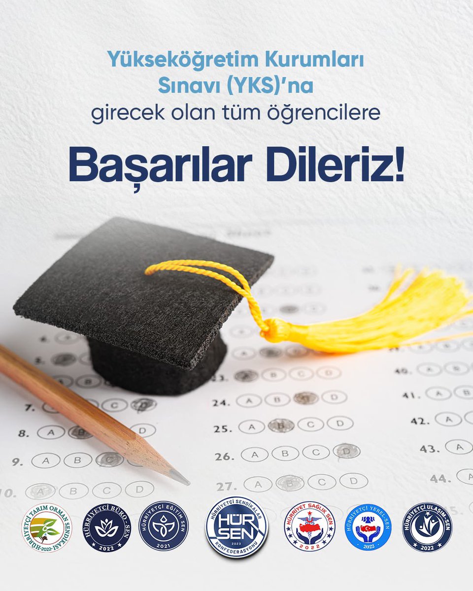 Yükseköğretim Kurumları
Sınavı'na girecek olan tüm öğrencilerimize başarılar diliyorum.