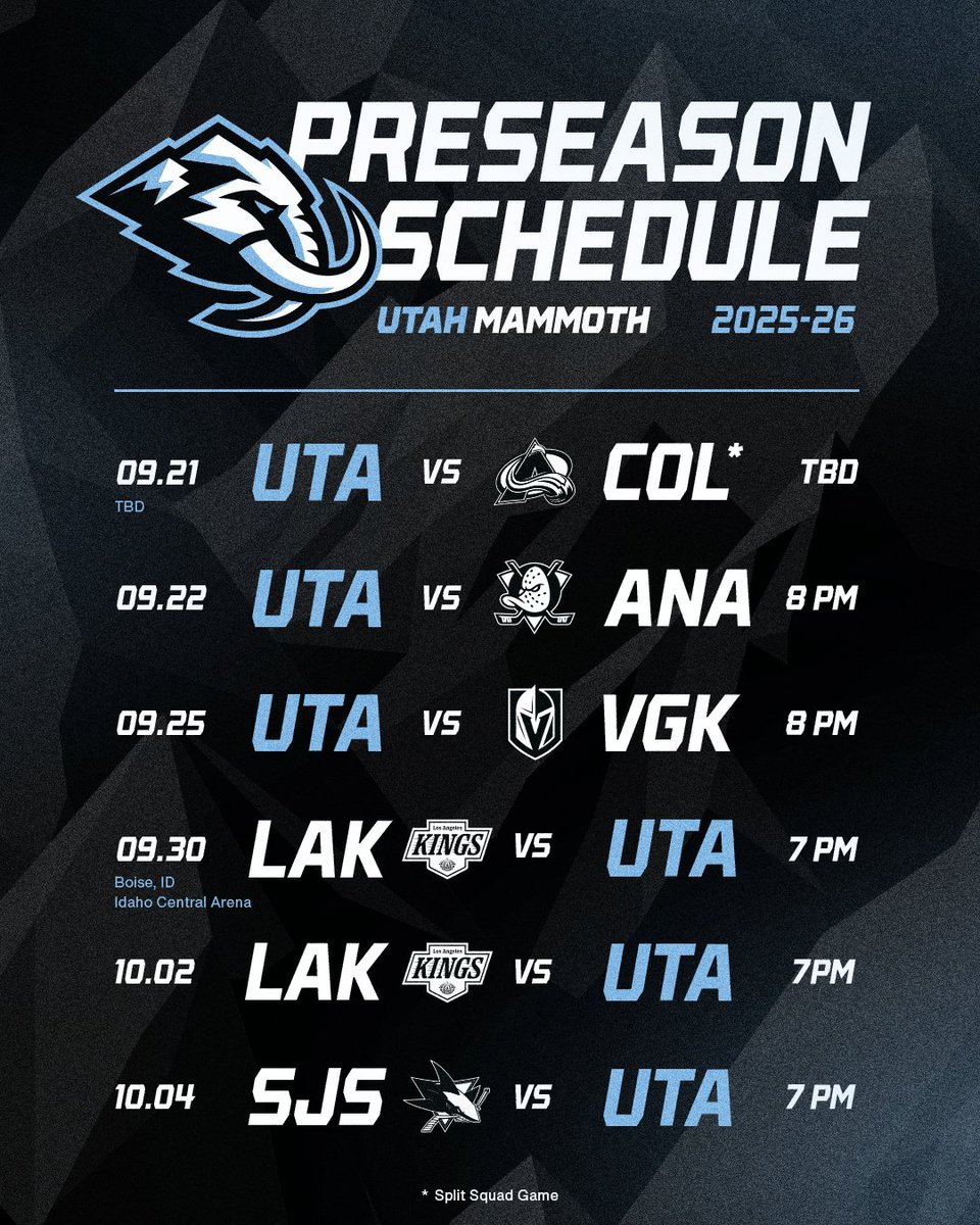 Mark your calendars! 📆

Our 2025-26 Preseason Schedule is here!

More Info: nhl.com/utah/news/utah…