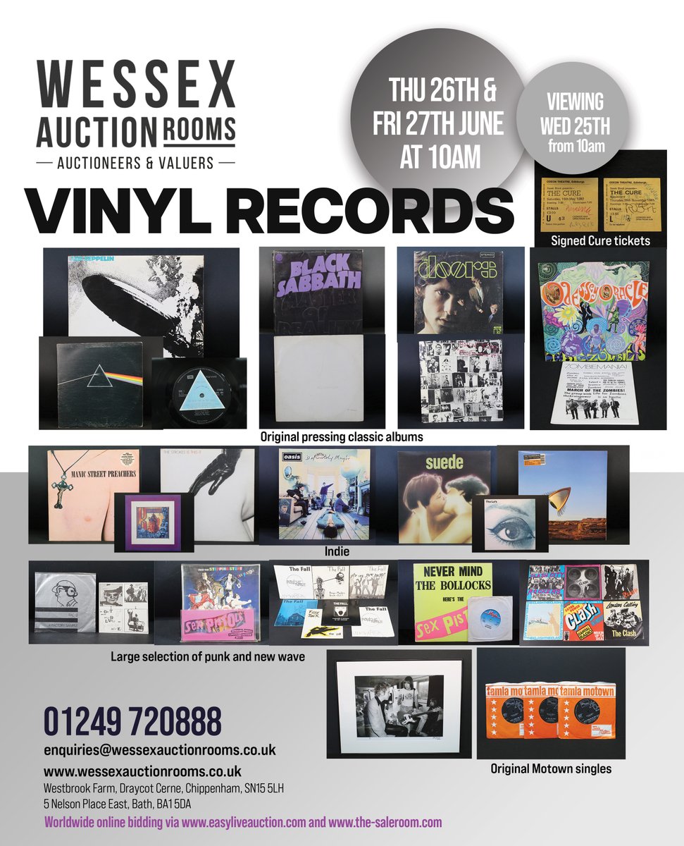 This coming Thursday &amp; Friday 25th &amp; 26th June <a href="/WessexAuctions/">Wessex Auction Rooms</a> - 2 day auction, with lots of Punk / New Wave &amp; Reggae items on day 2.
Full catalogue to browse and bid available here: tinyurl.com/3wdff9px