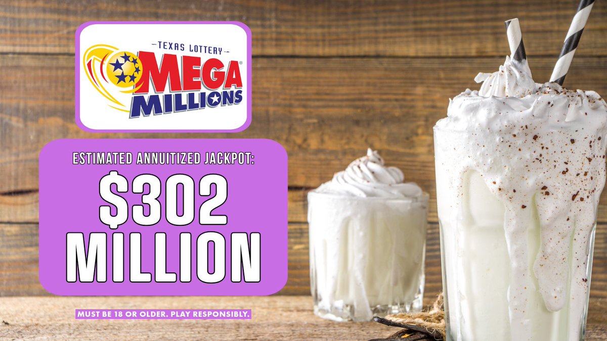 This jackpot is really shaking things up on #NaitionalVanillaMilkshakeDay! 🥤🍨

TONIGHT’S #MegaMillions jackpot is up to an estimated $302 MILLION!

Grab your ticket today at a #TexasLottery retailer near you!

#Texas