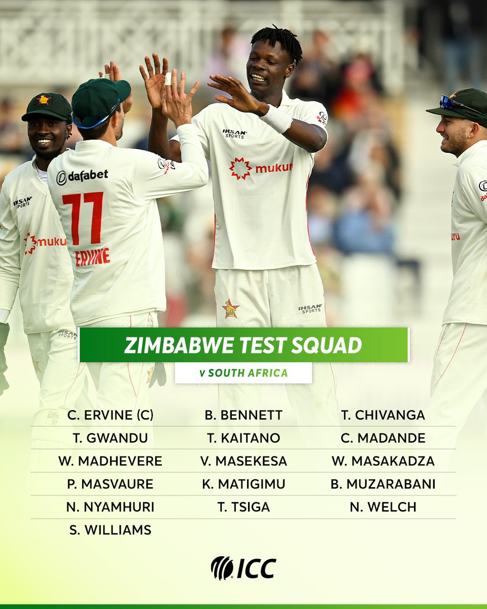 A blend of youth and experience in Craig Ervine's squad set to take on the reigning World Test Champions 👊

Read more 👉 icc-cricket.com/news/uncapped-…