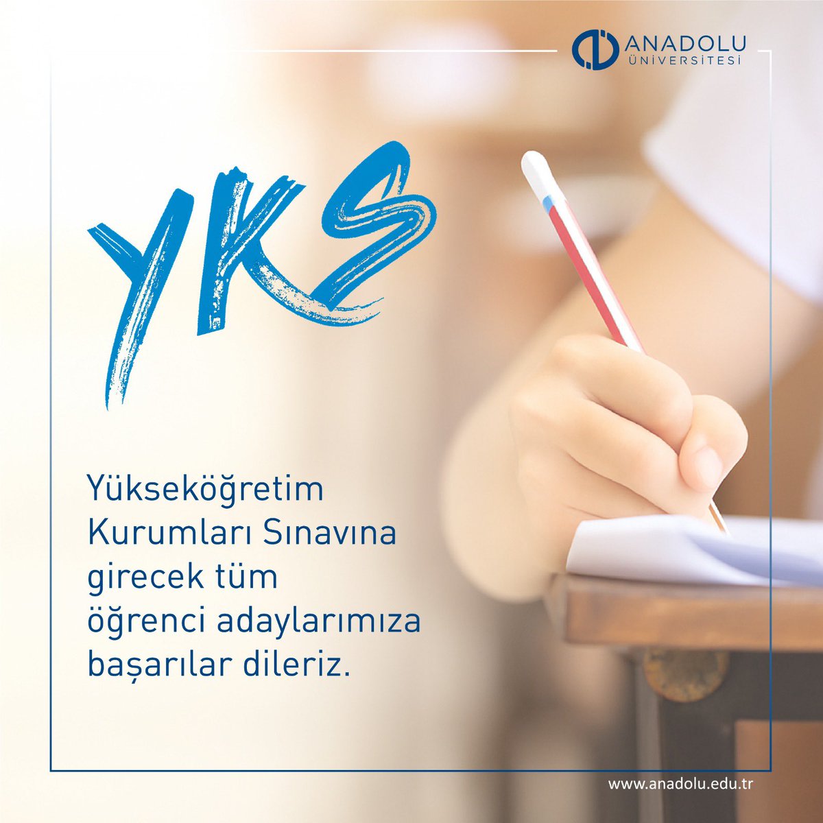 📝 21-22 Haziran 2025 tarihlerinde düzenlenecek olan Yükseköğretim Kurumları Sınavına katılacak öğrenci adaylarımıza başarılar dileriz.

#AnadoluÜniversitesi #YKS #YKS2025 #Başarılar
