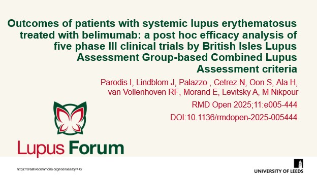 TheLupusForum's tweet photo. Parodis et al. report #belimumab conferred superiority over placebo to yield #BICLA response in patients with #lupus. 

Find out more here:  🔗https://t.co/Yt2qjbSx3d https://t.co/Paw24V3wKX