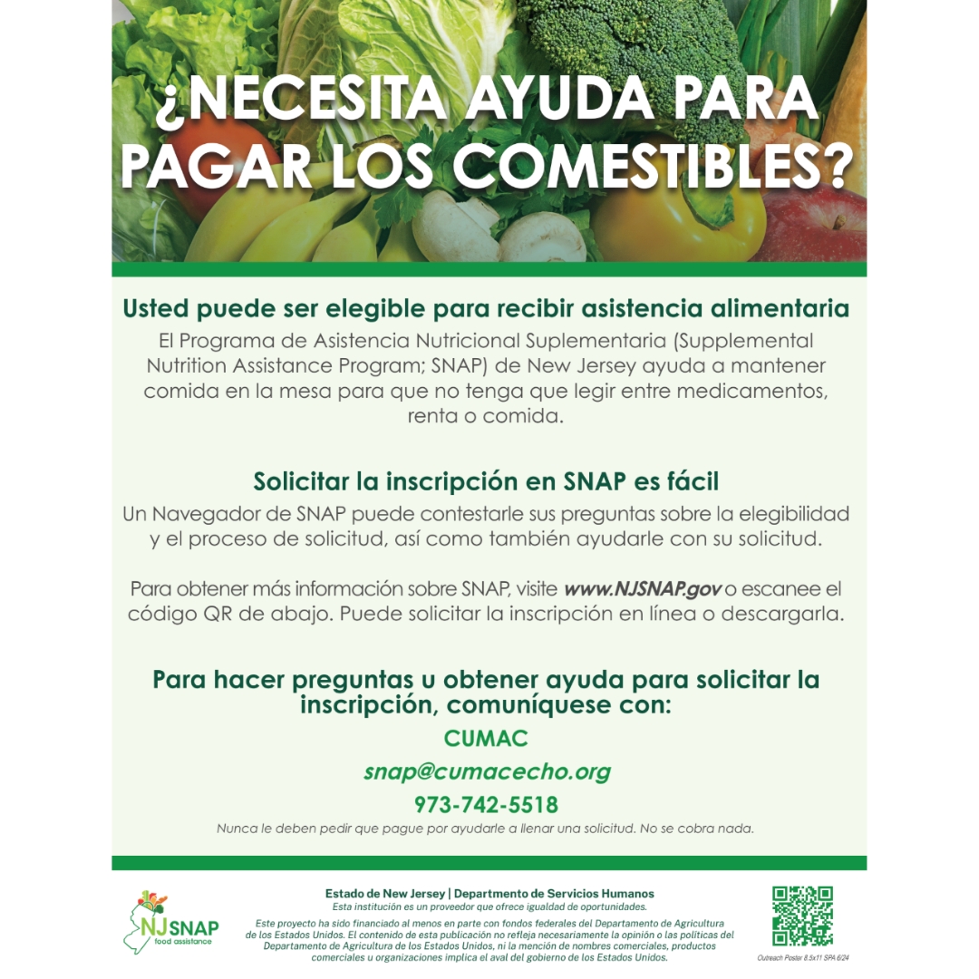 Need help paying for groceries?

You may be eligible for NJ SNAP to help you put food on the table without having to choose between essentials like rent, medicine, or food. 

Reach out to us at snap@cumacecho.org for assistance with your application.