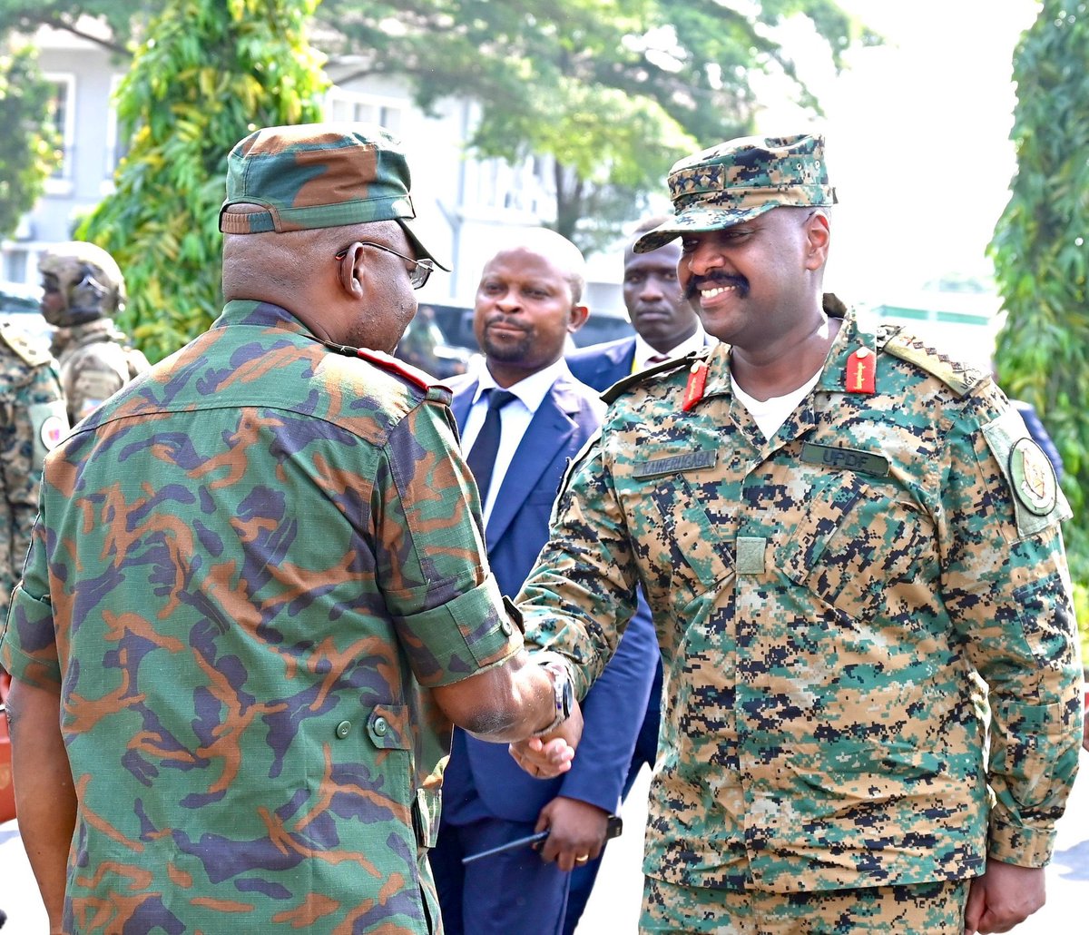 Hon.Aminah Mutesi Nalugoda (@nalugoda_mutesi) on Twitter photo The Chief of Defence Forces, Gen.<a href="/mkainerugaba/">Muhoozi Kainerugaba</a> has arrived in Kinshasa for bilateral talks with his DRC counterpart. A strategic step toward deepening military cooperation and regional stability. The Chief of Defence Forces, Gen.<a href="/mkainerugaba/">Muhoozi Kainerugaba</a> has arrived in Kinshasa for bilateral talks with his DRC counterpart. A strategic step toward deepening military cooperation and regional stability.