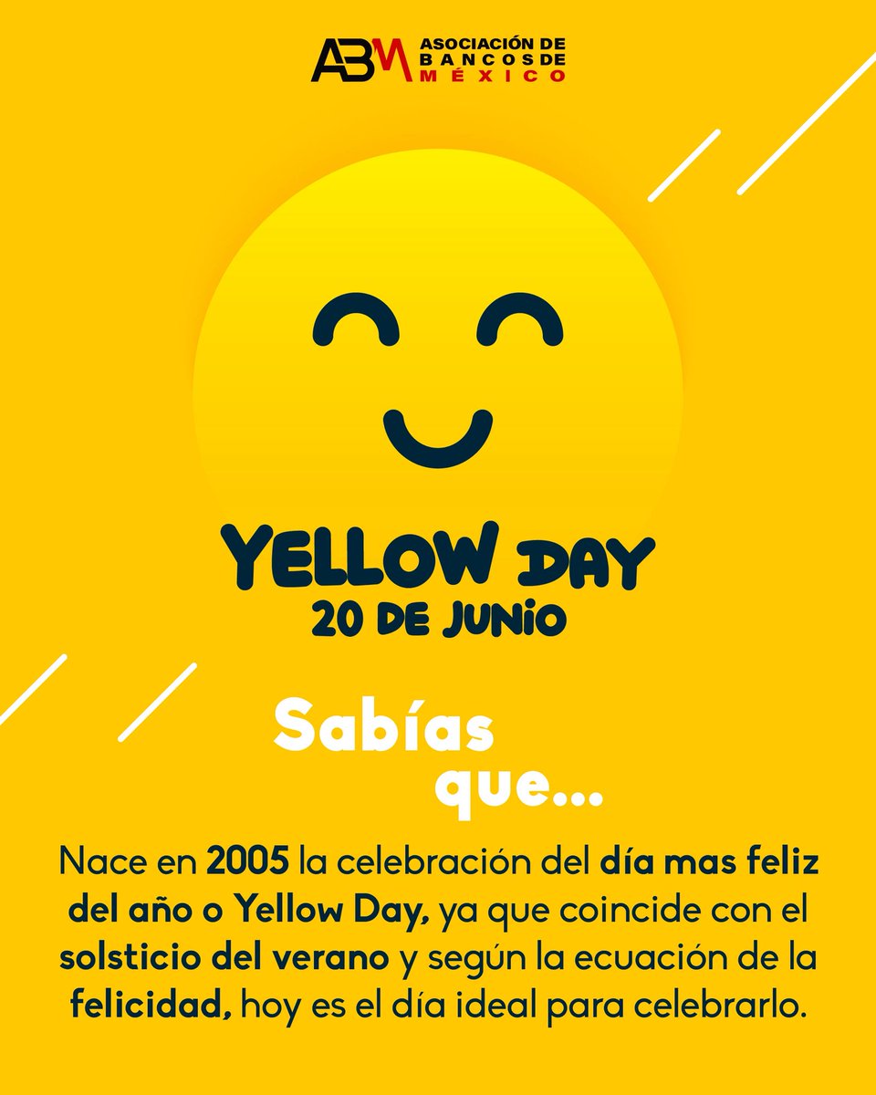 ¡Vístete de amarillo y recibe el #YellowDay con la mejor sonrisa!

#Sonrisa #DíaAmarillo #Felicidad #Alegría #ABM