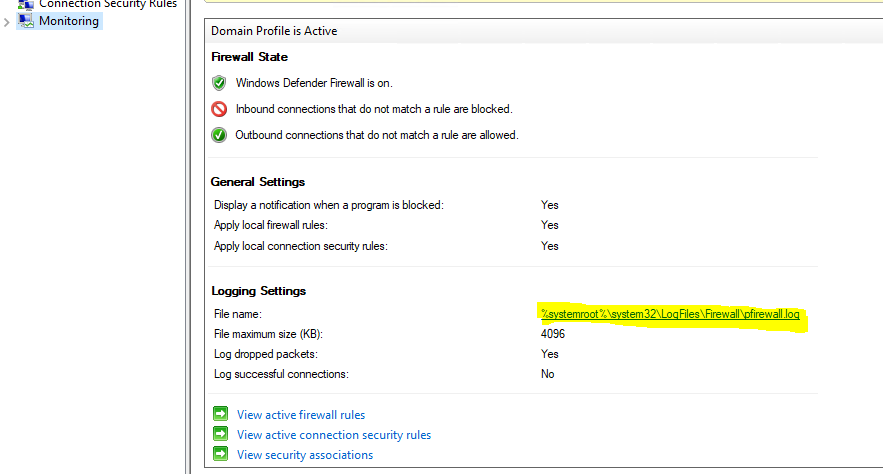 ACTIVE DIRECTORY SECURITY: WINDOWS FIREWALL ENABLED BY DEFAULT RIGHT? AND LOGGING RIGHT?

There is absolutely no excuse for turning off the built-in Windows Firewall. None.

It is integrated into the network stack. It goes into a form of Limp Mode and that means being blind to