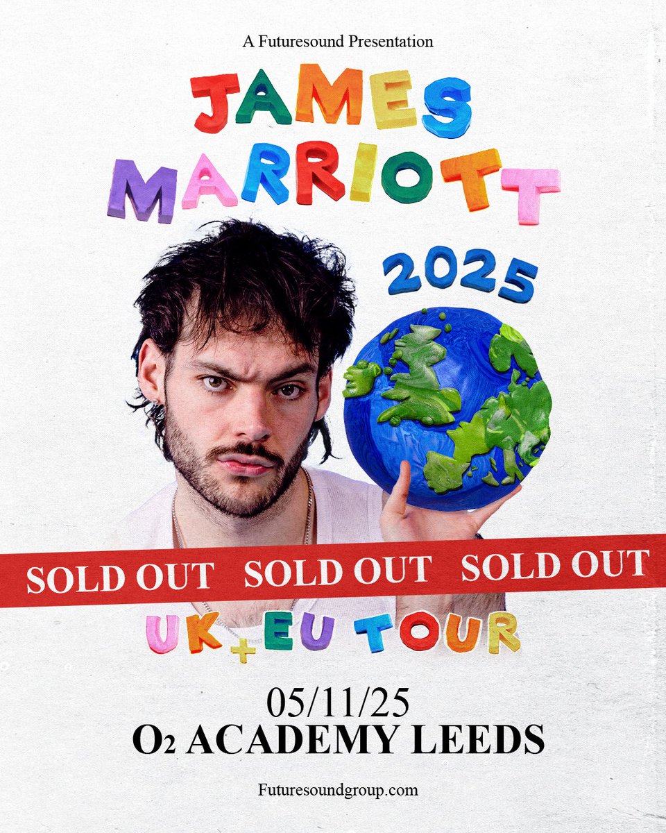 Futuresoundshow's tweet image. A massive congratulations to @jamesmarriottyt! His new album Don't Tell The Dog is this week's Official #1 album on the UK Charts!
We're looking forward to welcoming him to Leeds this November for a massive sold out O2 Academy show!