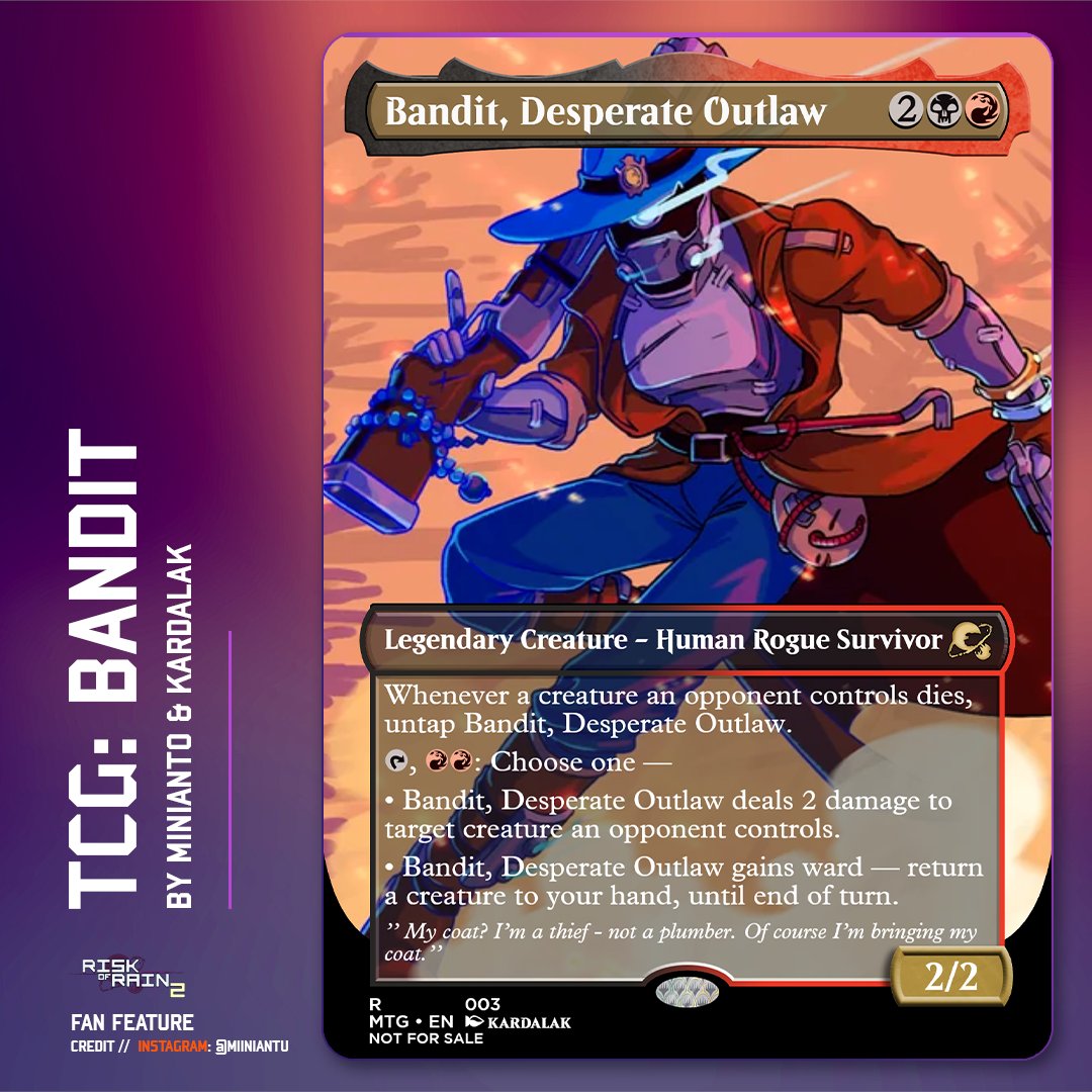 RiskofRain's tweet photo. Prepare to build your strongest deck. 

We're honoured to share these amazing Risk of Rain MTG cards made by community member Minianto and a talented army of artists!

1/6 - 🧵 https://t.co/GlBN60v6mZ