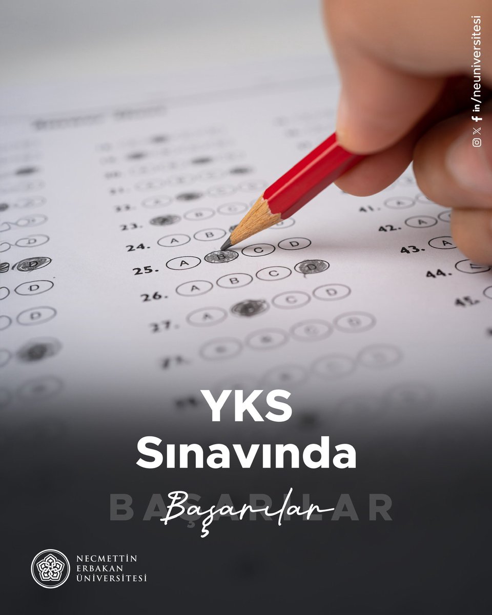 Başta geleceğin #NEÜ’lüleri olmak üzere, #YKS2025 sınavına girecek tüm öğrencilere başarılar dileriz.💯

Emeklerinizin karşılığını almanız dileğiyle.❤️