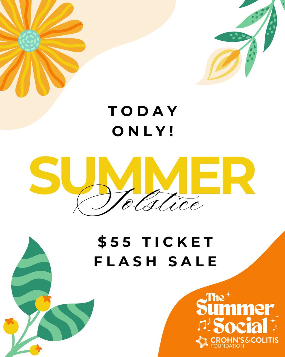 FLASH SALE! Today Only: Summer Social tickets are just $55! Includes a drink, delicious apps, piano entertainment, and a $25 donation to the Crohn’s &amp; Colitis Foundation. We'll see you Wednesday, August 13, 2025 at Flying Dutchman Spirits! Don’t miss it: onecau.se/_973ub1